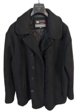 Koman Sport U.S. 760N Men's Black Wool Blend Peacoat Jacket XL Double Breasted